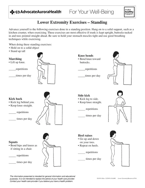 Exercises Lower Extremity Exercises - Aurora Health Care pdf